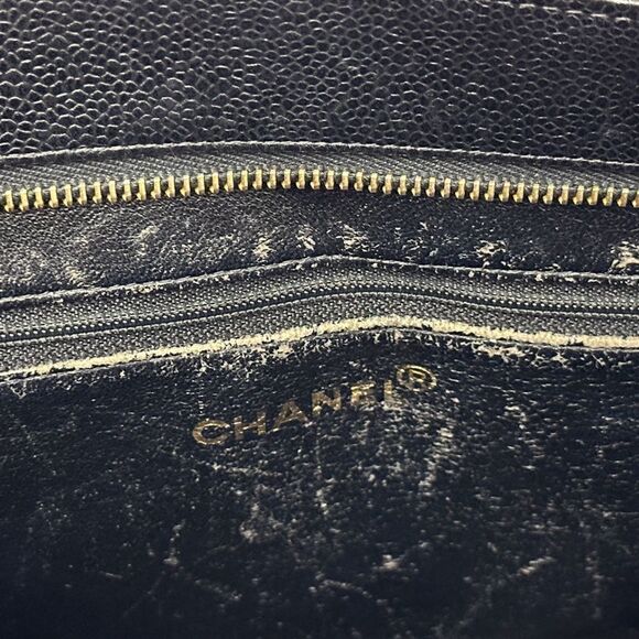 CHANEL Black Caviar Leather Logo Tote Bag - Picture 13 of 16